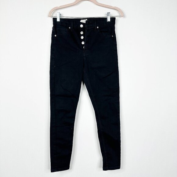 2/$30 Topshop Jamie Jeans High Rise Button-Fly Skinny Black 28 #9374 - Picture 5 of 13
